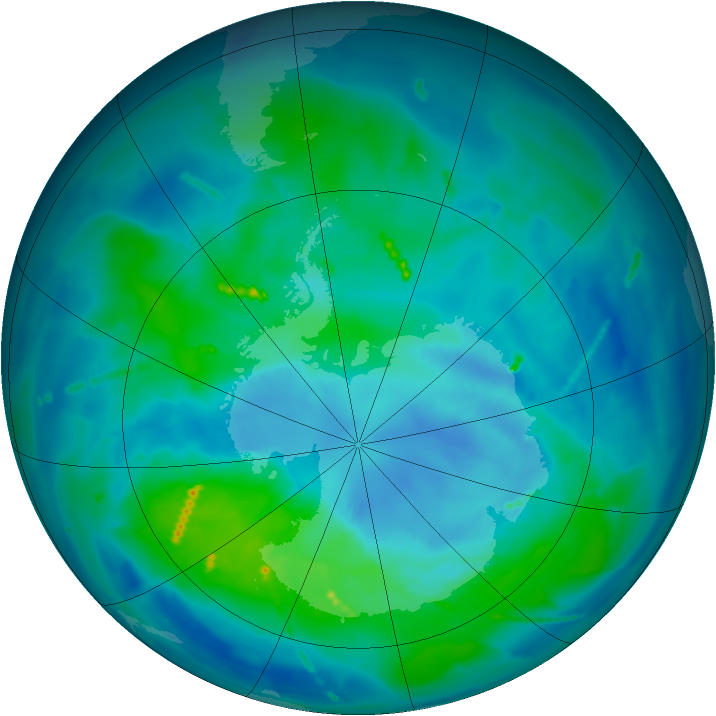 Antarctic ozone map for 23 March 2011
